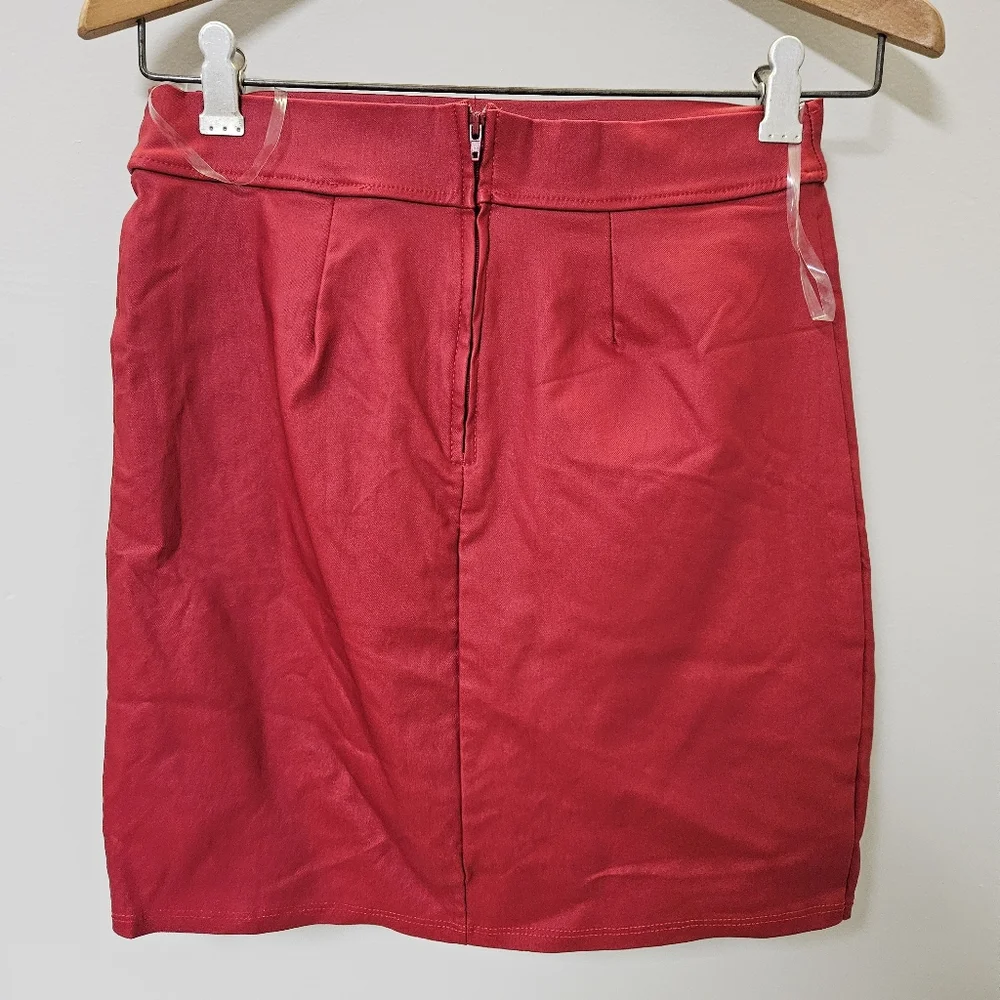Elegant Red Wrap Skirt Women Size L - Picture 11 of 15